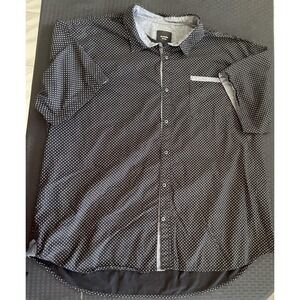 Six Lincoln Shirt Mens 4XL Black White Micro Floral Print Short Sleeve Cotton